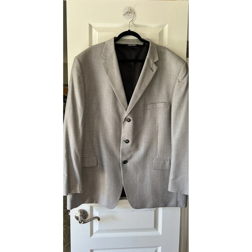 Stafford Men's Light Grey Micro Check Three Button Blazer Jacket Business Casual